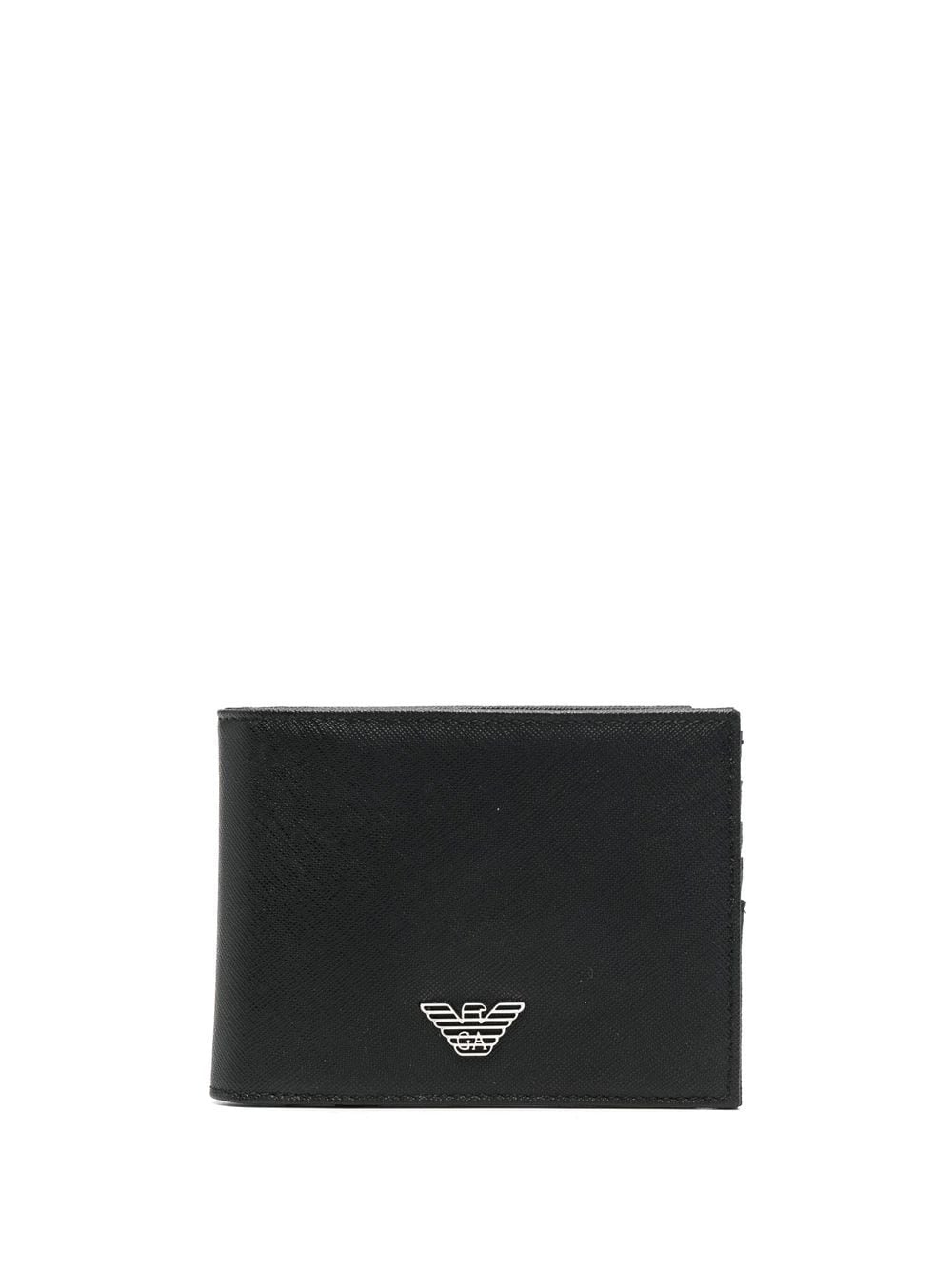 Emporio Armani Tumbled Leather Wallet Coin Pocket Black