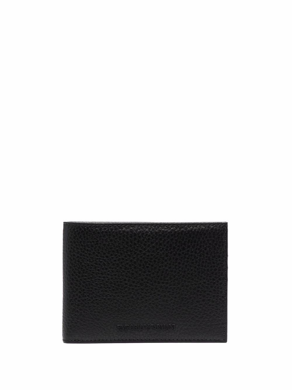 Emporio Armani Tumbled Leather Bifold Portemonnee in het Zwart Small Leather Goods Emporio Armani