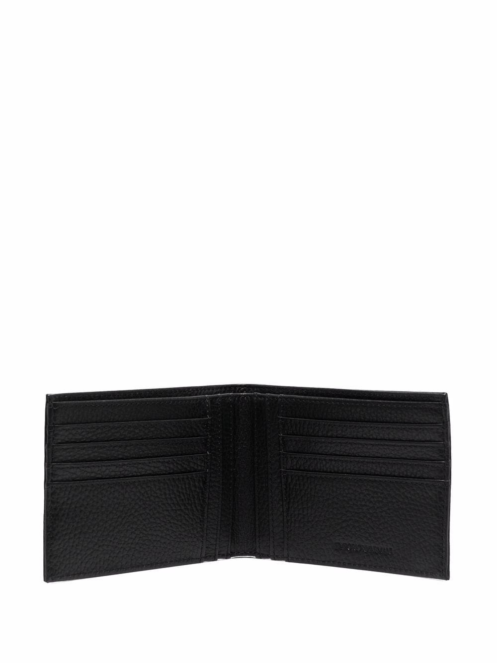 Emporio Armani Tumbled Leather Bifold Portemonnee in het Zwart Small Leather Goods Emporio Armani