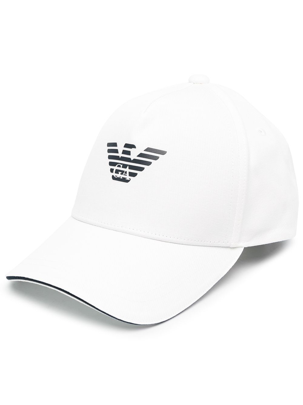 Emporio Armani Eagle Print baseball cap wit, vooraanzicht met adelaarprint