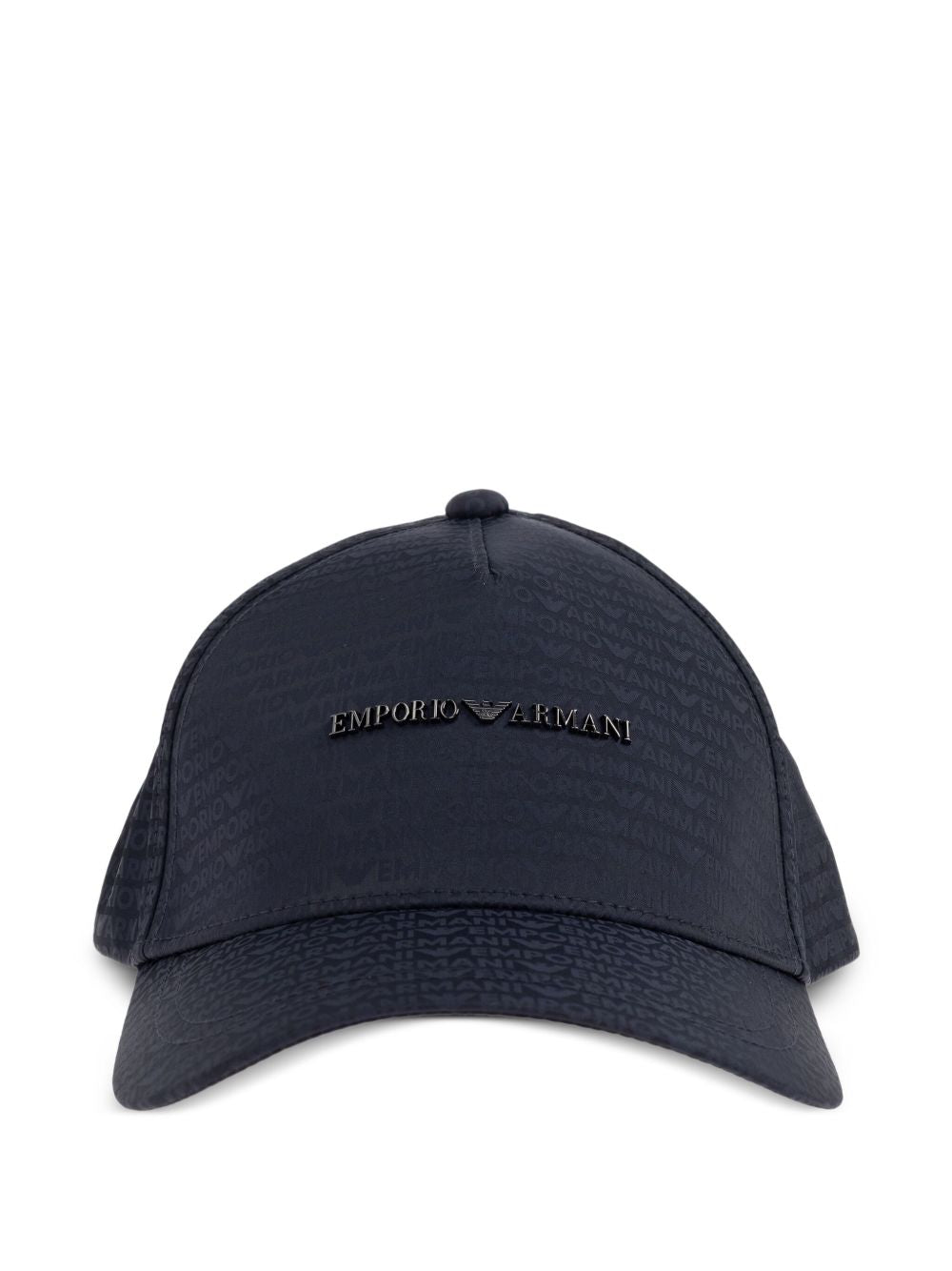 Emporio Armani Baseball Hat In Jacquard Nylon With All-Over Lettering Logo