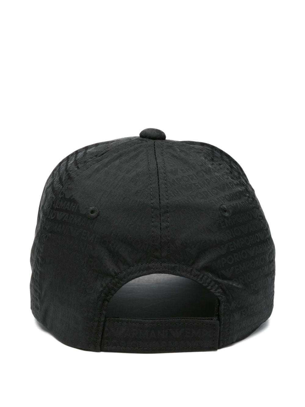 Emporio Armani Baseball Hat In Jacquard Nylon With All-Over Lettering Logo