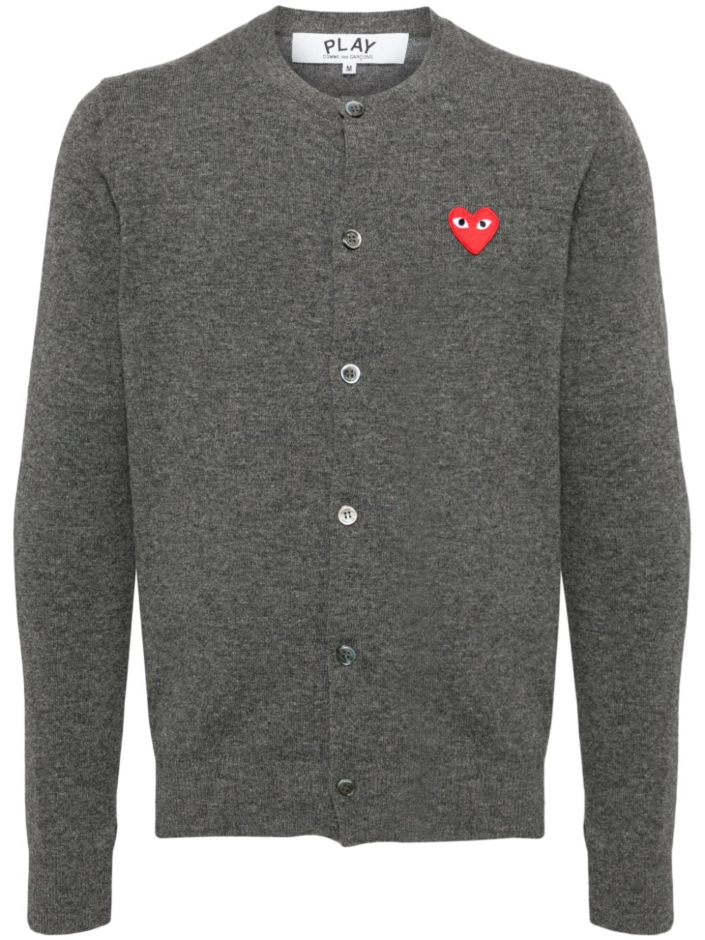 Comme des Garçons PLAY Heart Logo Wollen Cardigan Grijs Topwear Comme Des Garcons