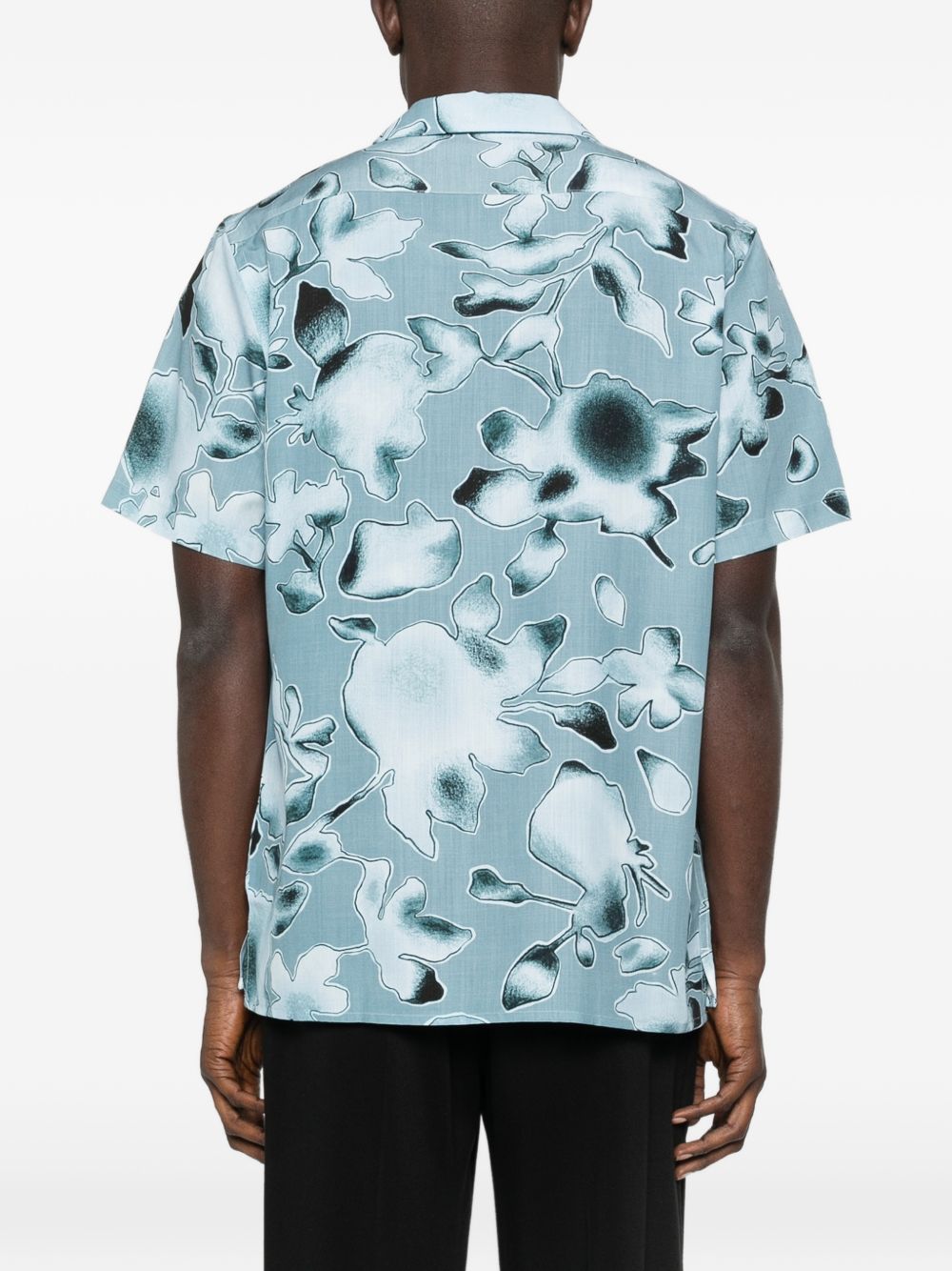 PS By Paul Smith Colour-Block Floral Print Overhemd Blauw Shirts PS By Paul Smith