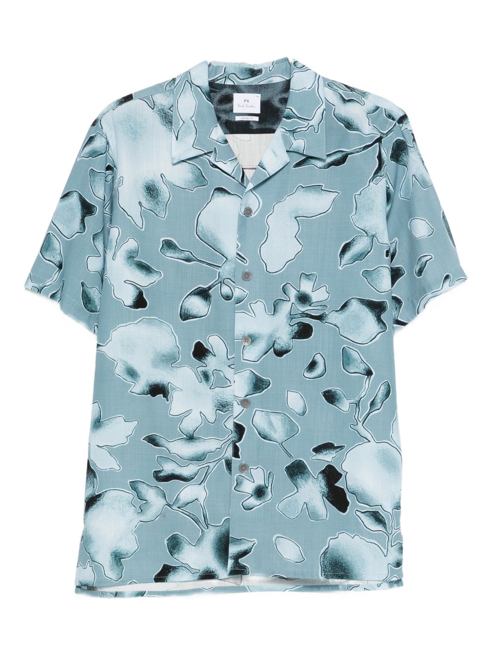 PS By Paul Smith Colour-Block Floral Print Overhemd Blauw Shirts PS By Paul Smith