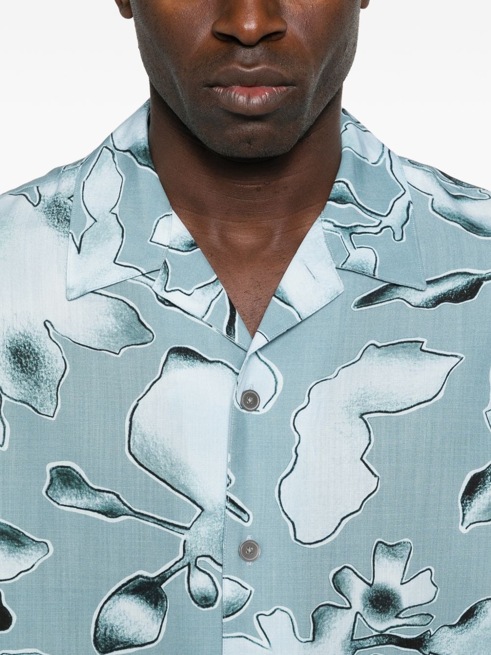 PS By Paul Smith Colour-Block Floral Print Overhemd Blauw Shirts PS By Paul Smith