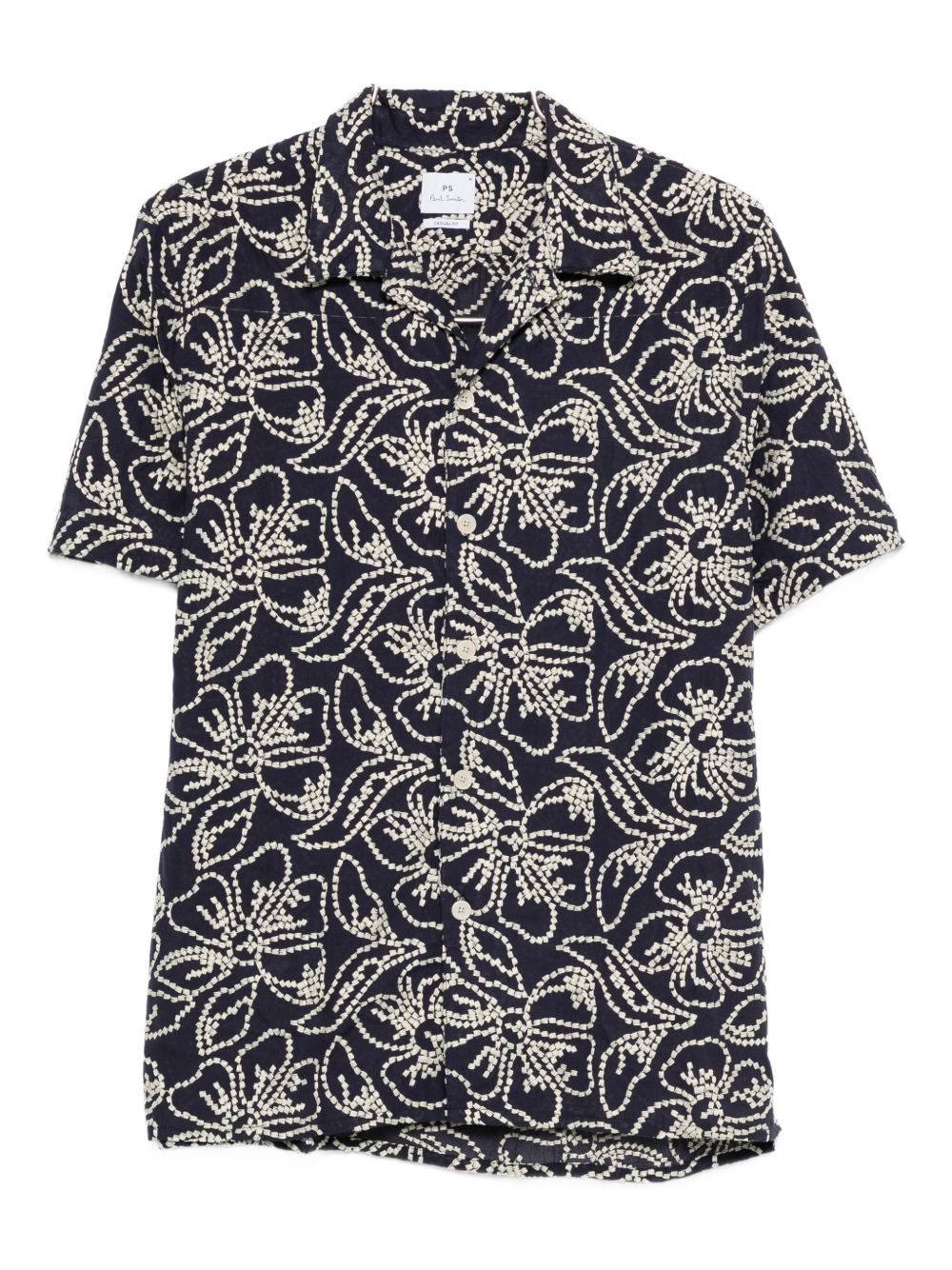 PS By Paul Smith Bloemenprint Camp-Collar Overhemd Blauw