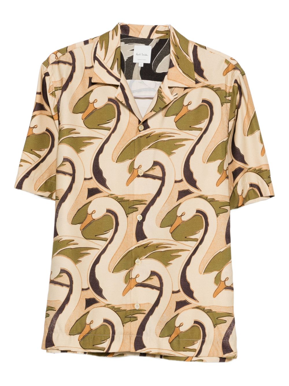 Paul Smith Swan Print Short Sleeve Shirt Khaki