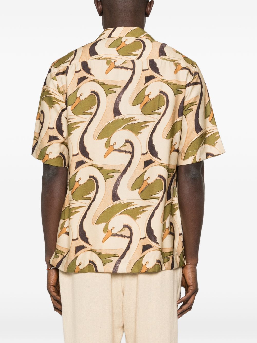 Paul Smith Swan Print Short Sleeve Shirt Khaki-thumbmail-3