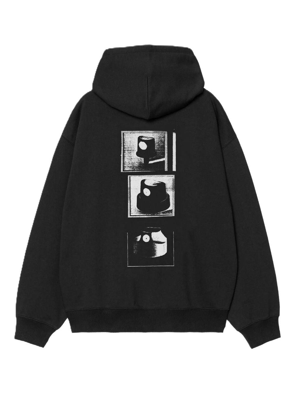 Carhartt WIP Hooded Caps Sweat met Fotoprint op de Rug Zwart-thumbmail-2