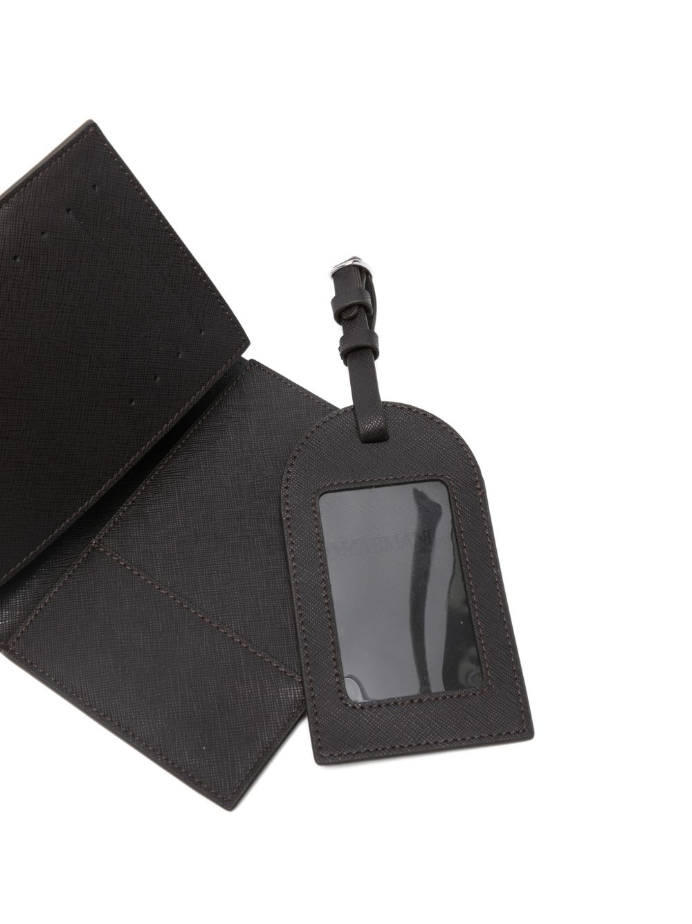 Emporio Armani ASV Saffiano Paspoorthouder Giftbox Grijs Small Leather Goods Emporio Armani