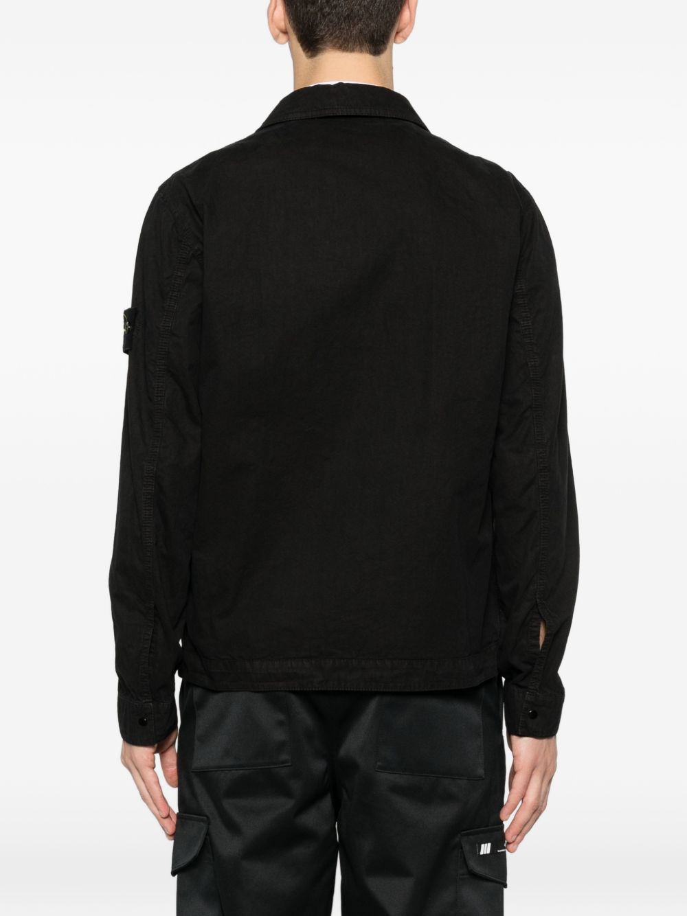 Stone Island Brushed Cotton Canvas Zip Overshirt 1200008 Zwart-thumbmail-5