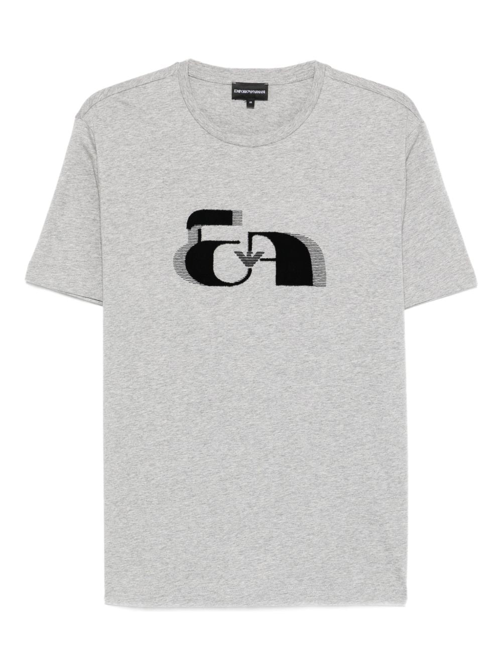 Emporio Armani Jersey T-shirt met Op-Art Borduurlogo Grijs Topwear Emporio Armani