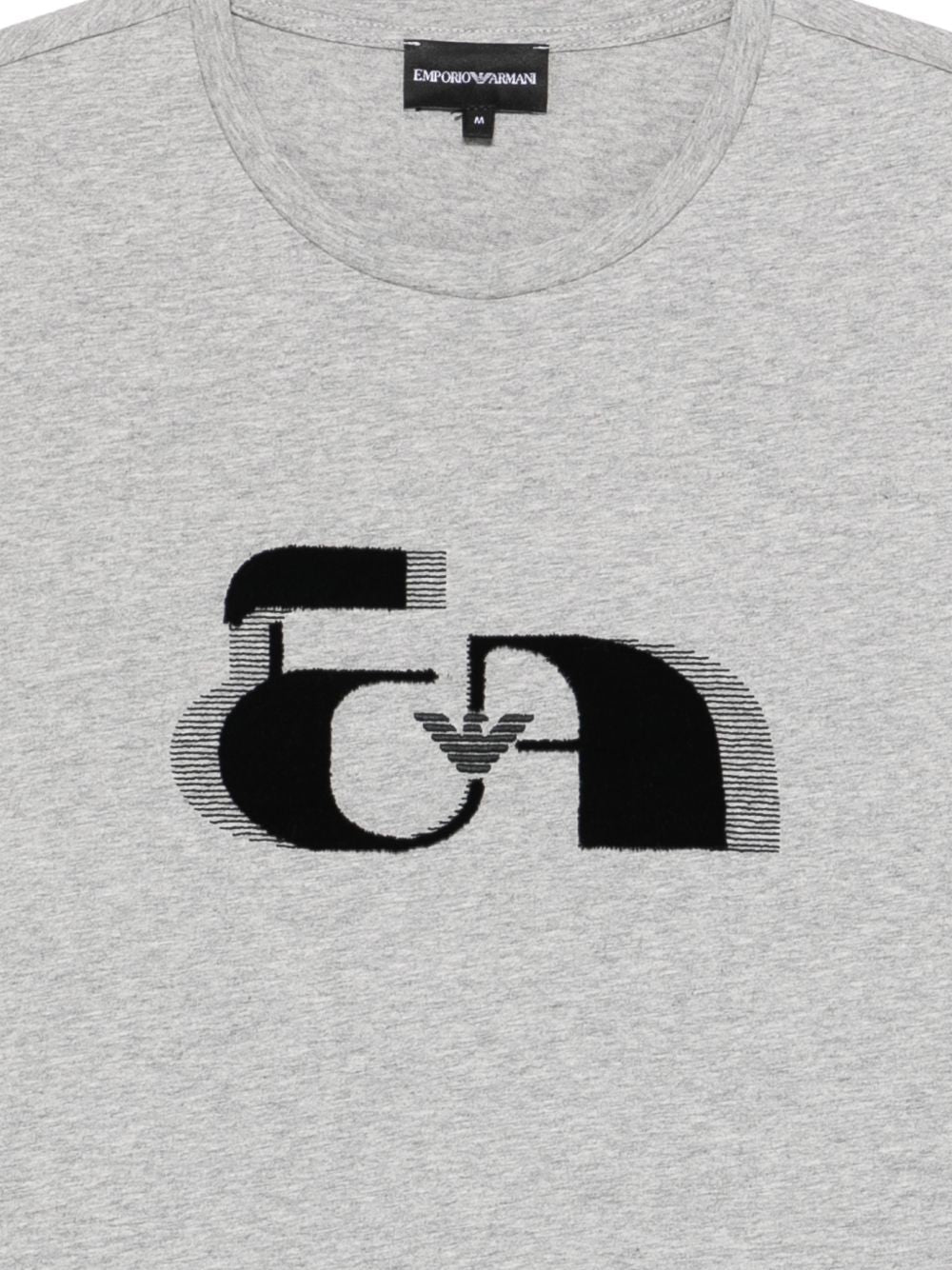 Emporio Armani Jersey T-shirt met Op-Art Borduurlogo Grijs Topwear Emporio Armani