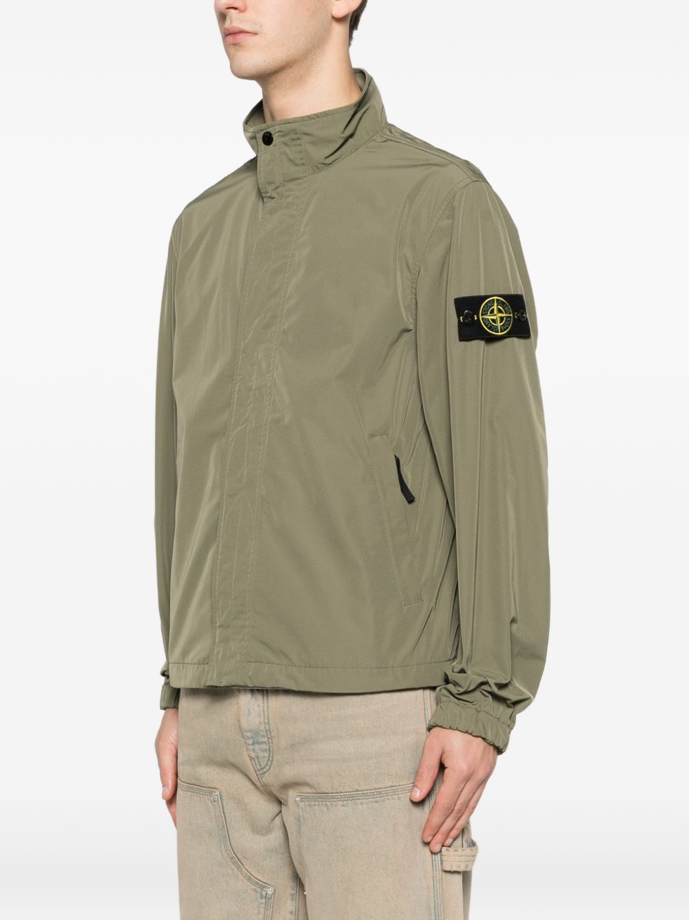 Stone Island Micro Twill Anti-Drop Stand Collar Jas Groen Jackets Stone Island