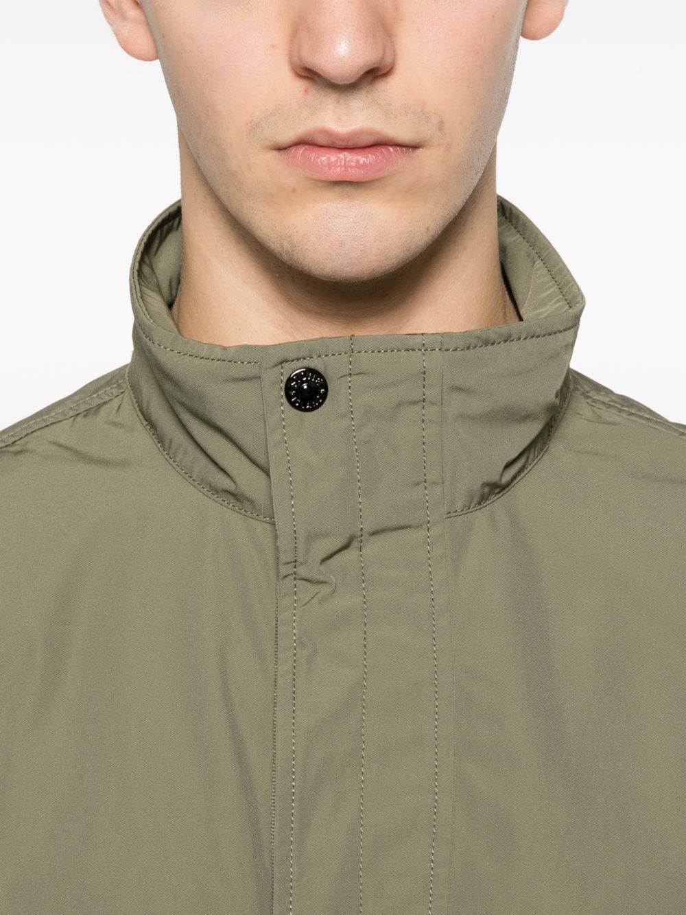 Stone Island Micro Twill Anti-Drop Stand Collar Jas Groen Jackets Stone Island