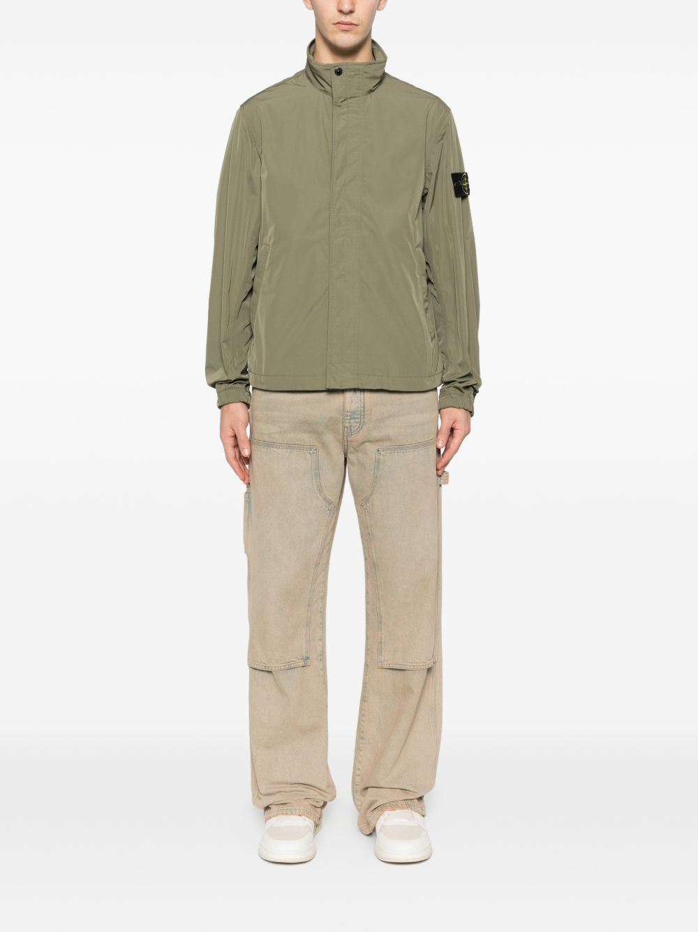 Stone Island Micro Twill Anti-Drop Stand Collar Jas Groen Jackets Stone Island