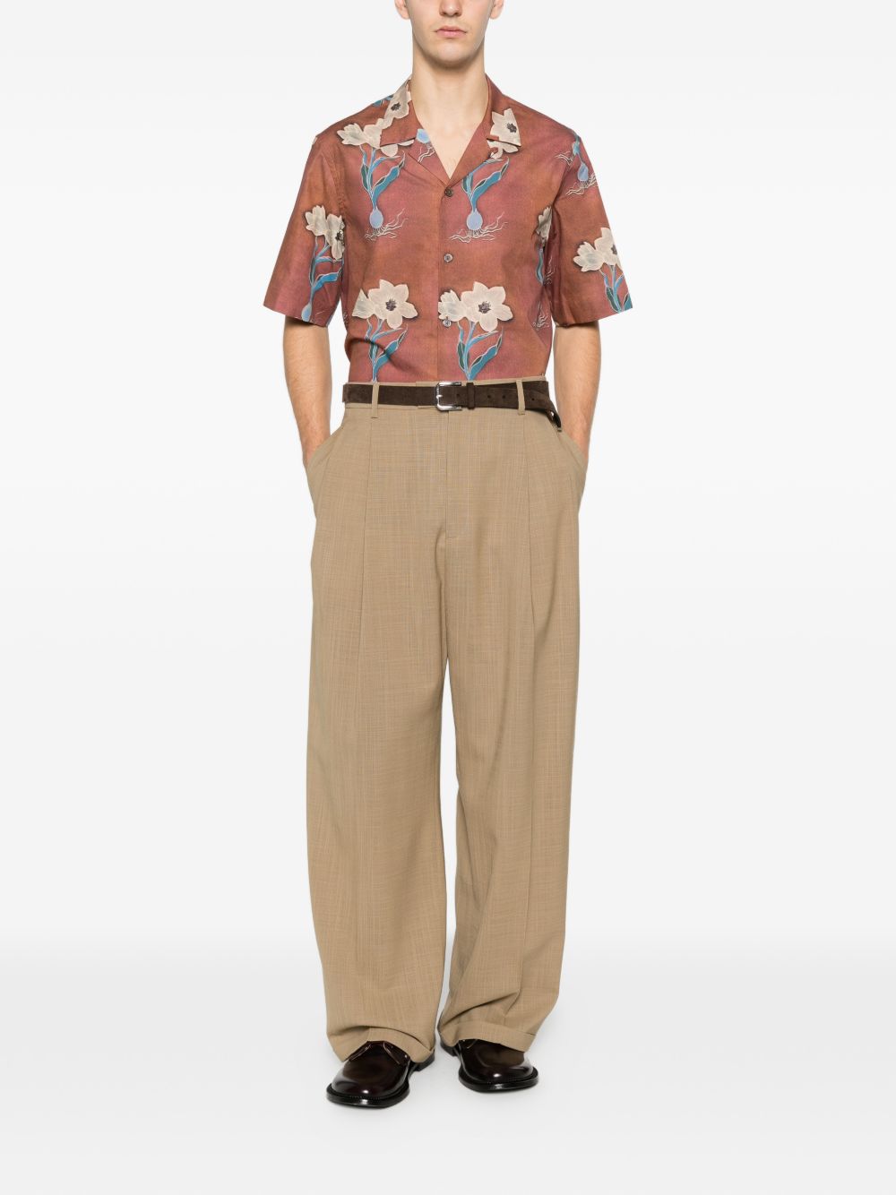 Paul Smith Floral Print Short Sleeve Shirt Rust-thumbmail-3
