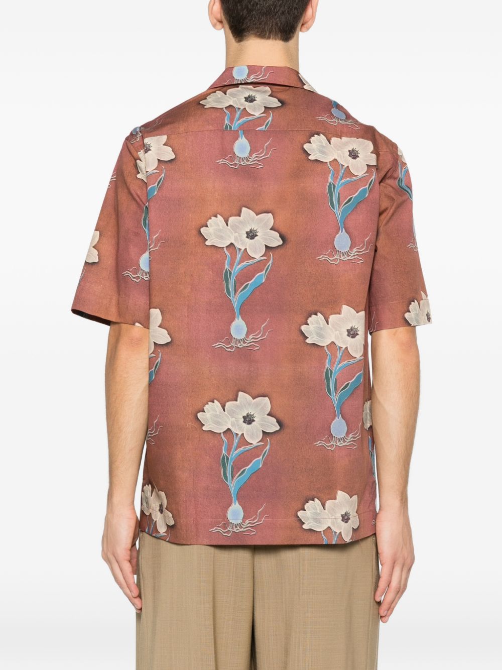 Paul Smith Floral Print Short Sleeve Shirt Rust-thumbmail-5