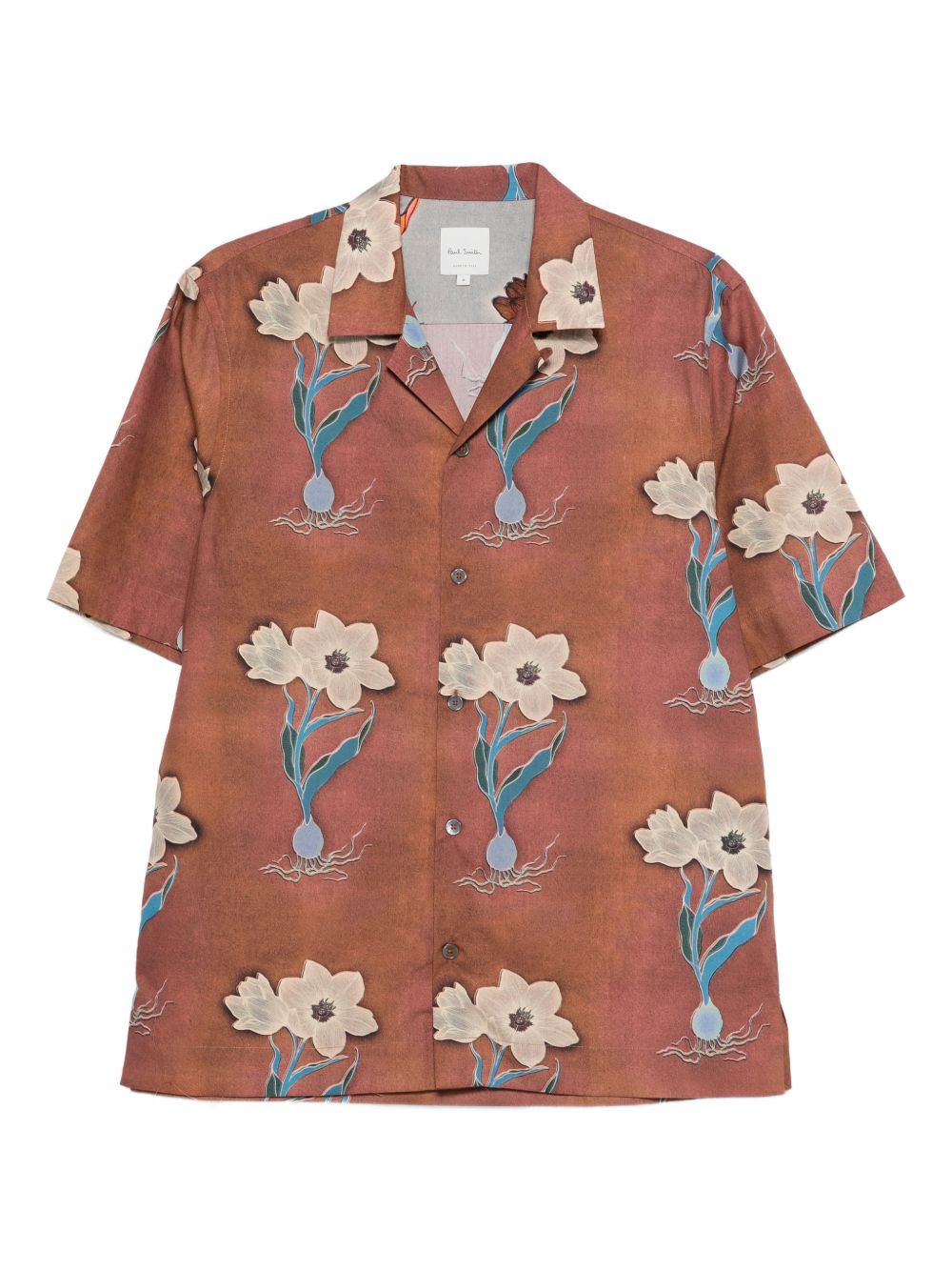 Paul Smith Floral Print Short Sleeve Shirt Rust