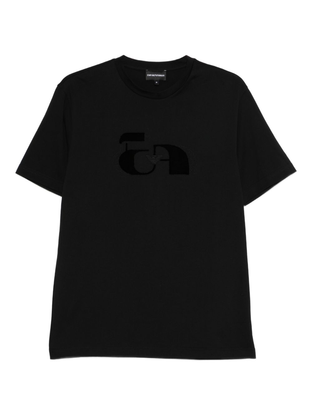 Emporio Armani Katoenen Geflockt EA-Monogram T-shirt Zwart