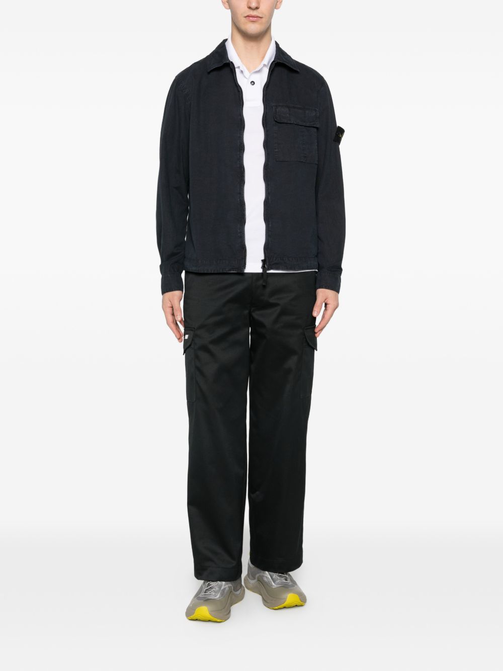 Stone Island Organic Cotton Canvas Overshirt Old Effect Black-thumbmail-3