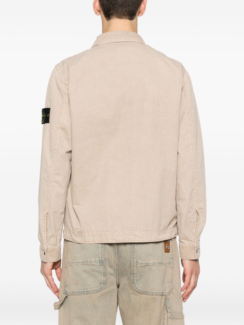 Stone Island Organic Cotton Canvas Overshirt Old Effect Beige-thumbmail-2
