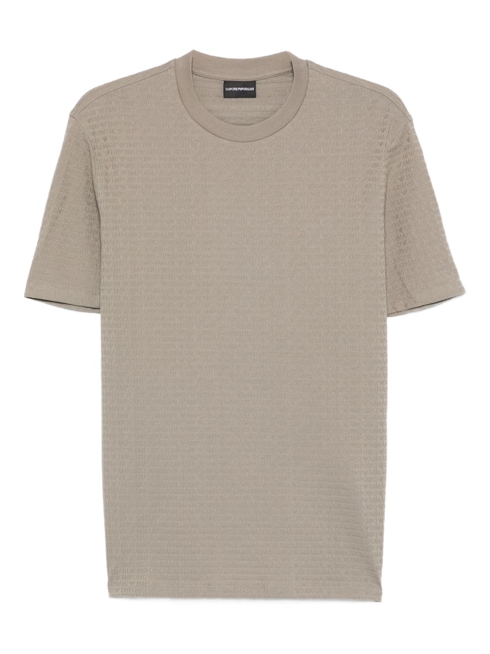 Emporio Armani grijs T-shirt met tonaal jacquardlogo, vooraanzicht