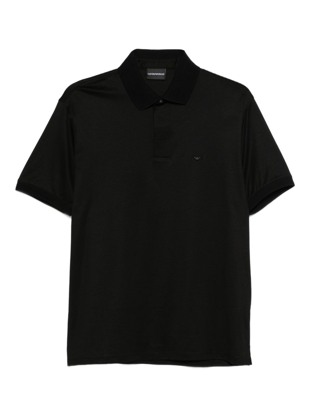 Emporio Armani Lyocell-Katoen Polo met Contrasterende Kraag Zwart Topwear Emporio Armani