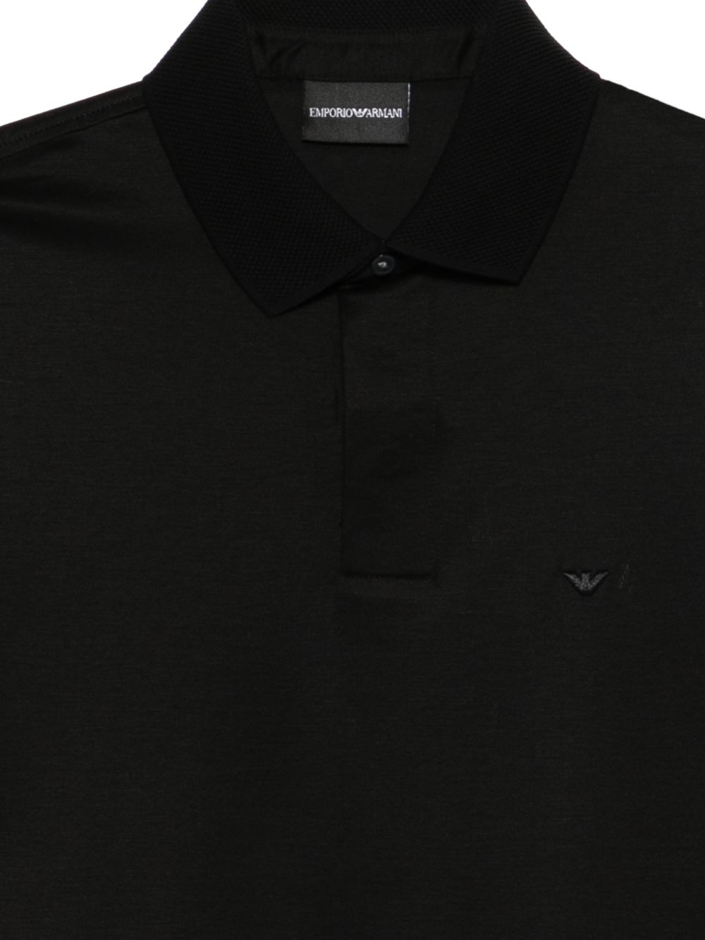 Emporio Armani Lyocell-Katoen Polo met Contrasterende Kraag Zwart Topwear Emporio Armani