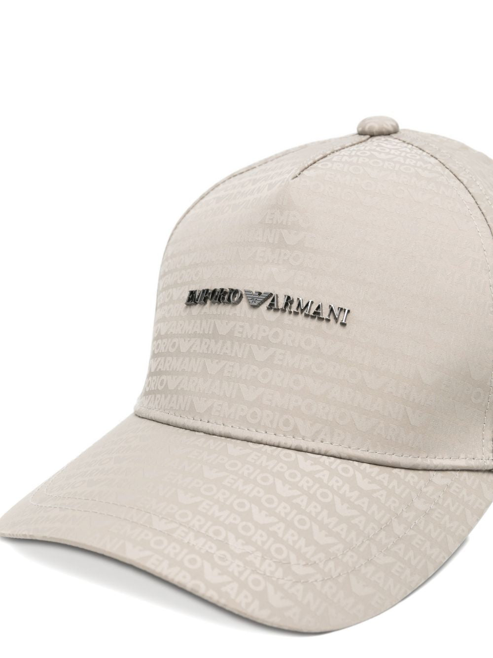 Emporio Armani Baseball Hat In Jacquard Nylon With All-Over Lettering Logo