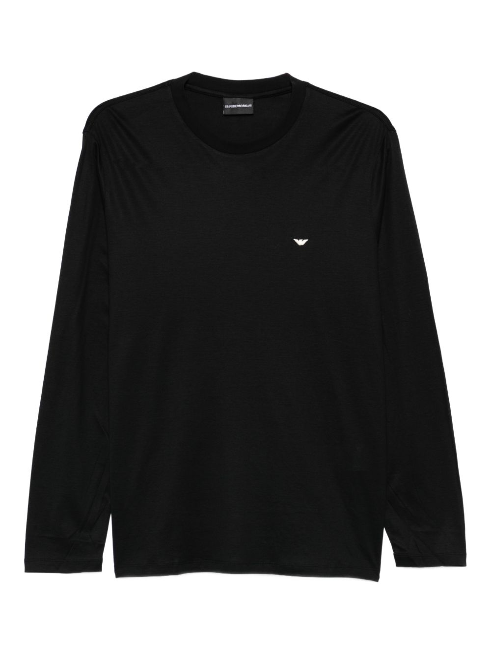 Emporio Armani zwarte longsleeve lyocell-katoen, vooraanzicht