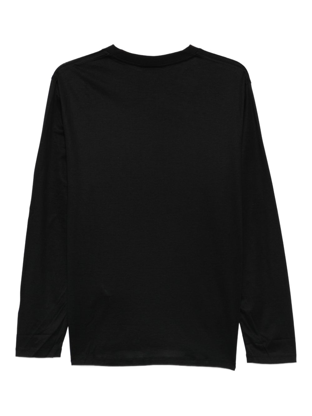 Emporio Armani zwarte longsleeve, detail van het logo op de borst