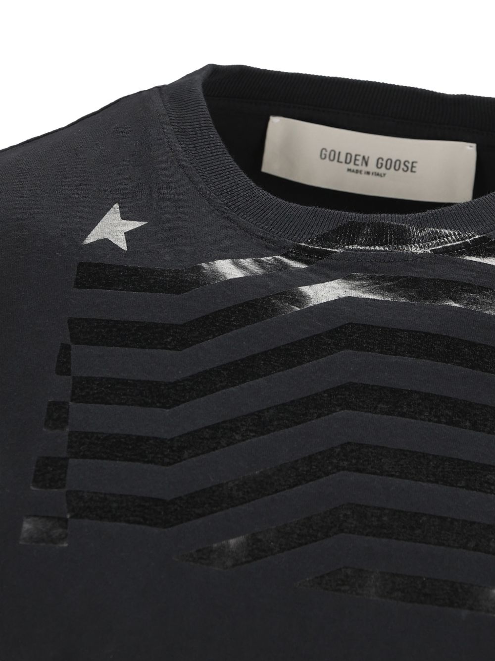 Golden Goose T-shirt met Glanzende Vlagprint en Ster Zwart-thumbmail-2
