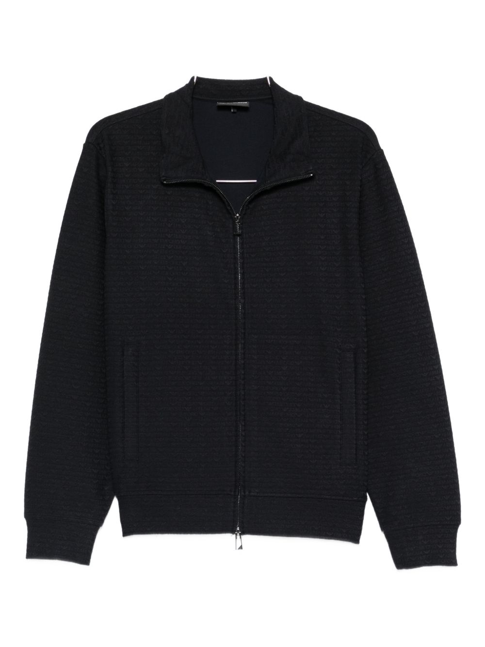 Emporio Armani Jacquard Sweatshirt met Doorlopende Rits Donkerblauw