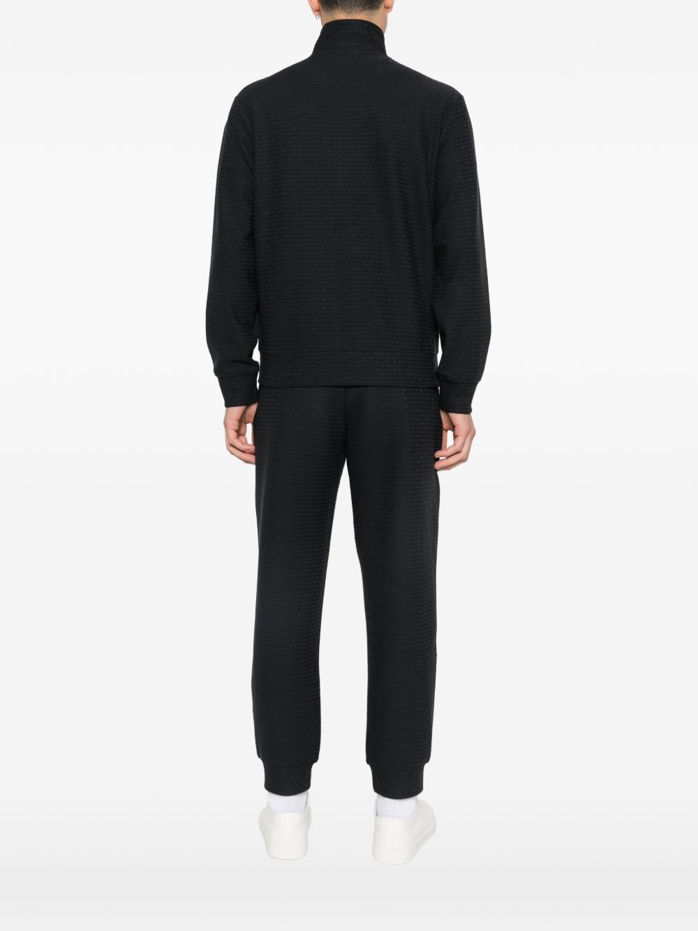 Emporio Armani Jacquard Sweatshirt met Doorlopende Rits Donkerblauw Topwear Emporio Armani