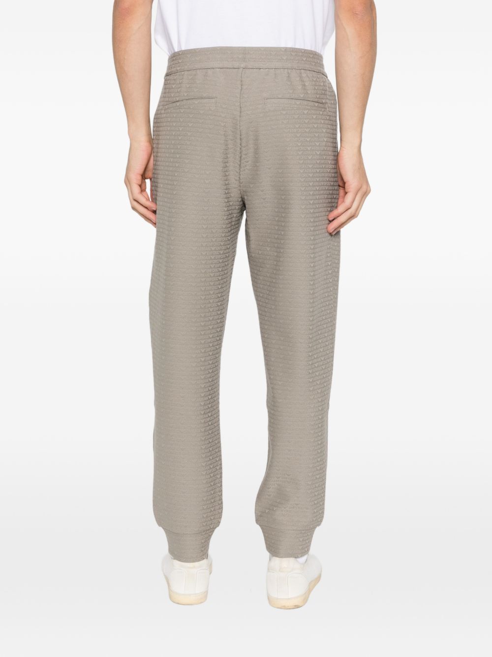 Emporio Armani Katoenmix Joggingbroek met Logopatroon Beige Trousers Emporio Armani