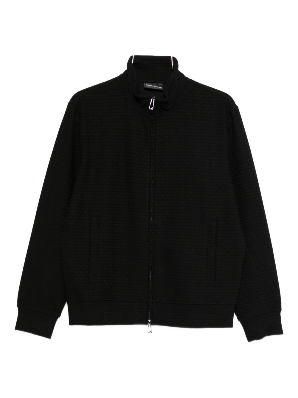 Emporio Armani zwart full-zip sweatshirt in jacquard jersey
