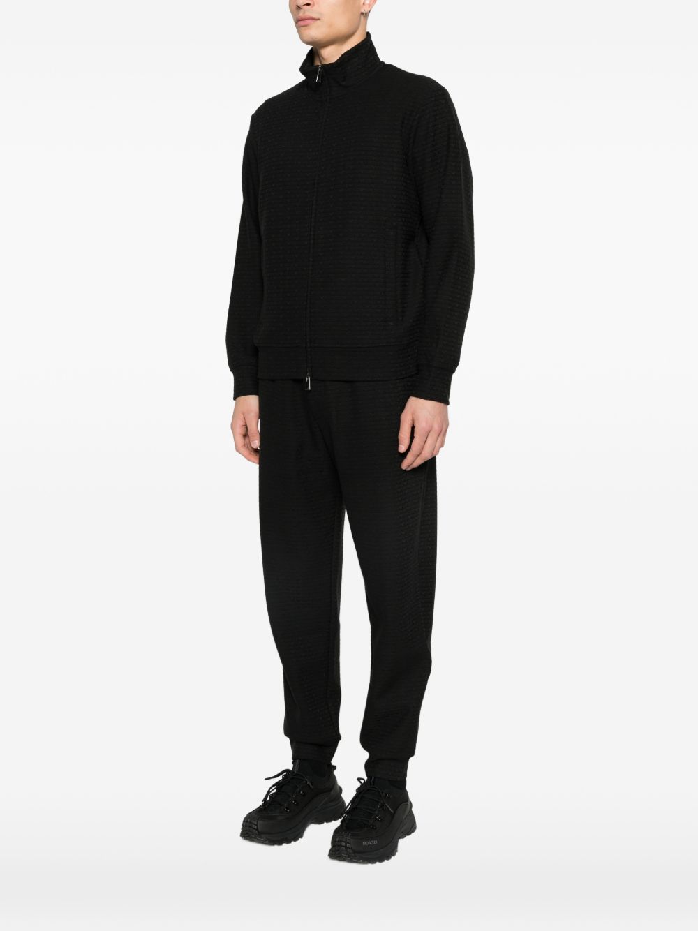 Zwarte Emporio Armani sweater met rits over de volle lengte
