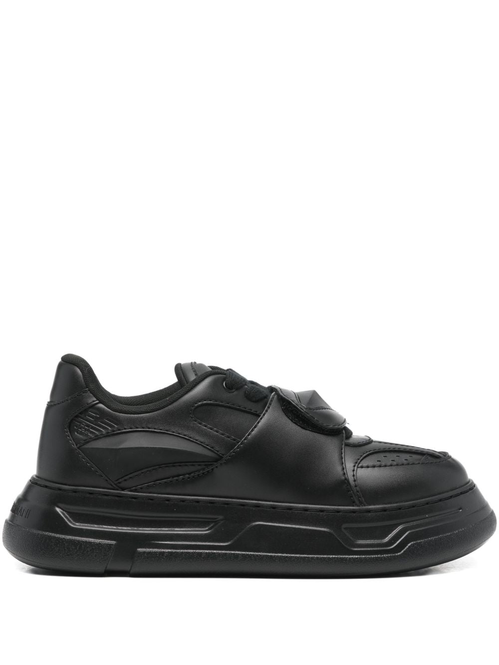 Emporio Armani Chunky Low-Top Sneakers met Velcro Strap Zwart