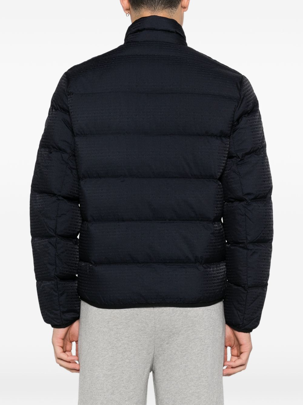 Emporio Armani Essential Gequilte Jacquard Eagle Donsjas Donkerblauw Jackets Emporio Armani