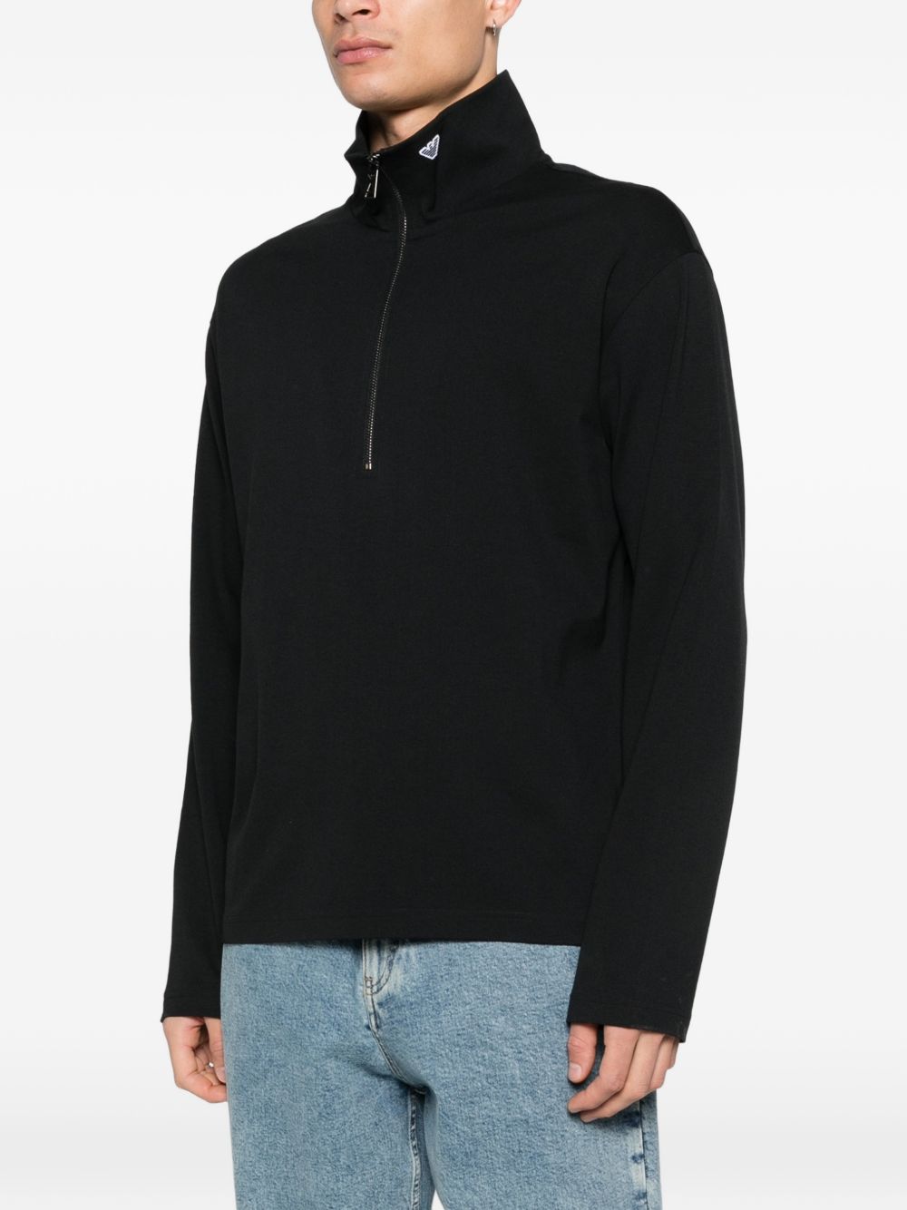Emporio Armani E.ARMANI EXCLUSIVE PRE Half-Zip Sweatshirt Zwart-thumbmail-2