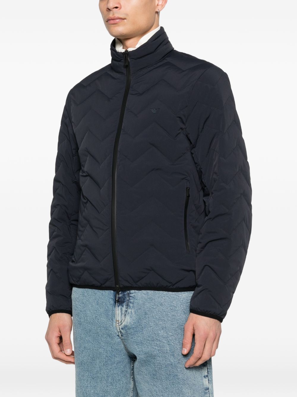 Emporio Armani Essential Chevron Lichtgewicht Donsjas Donkerblauw Jackets Emporio Armani