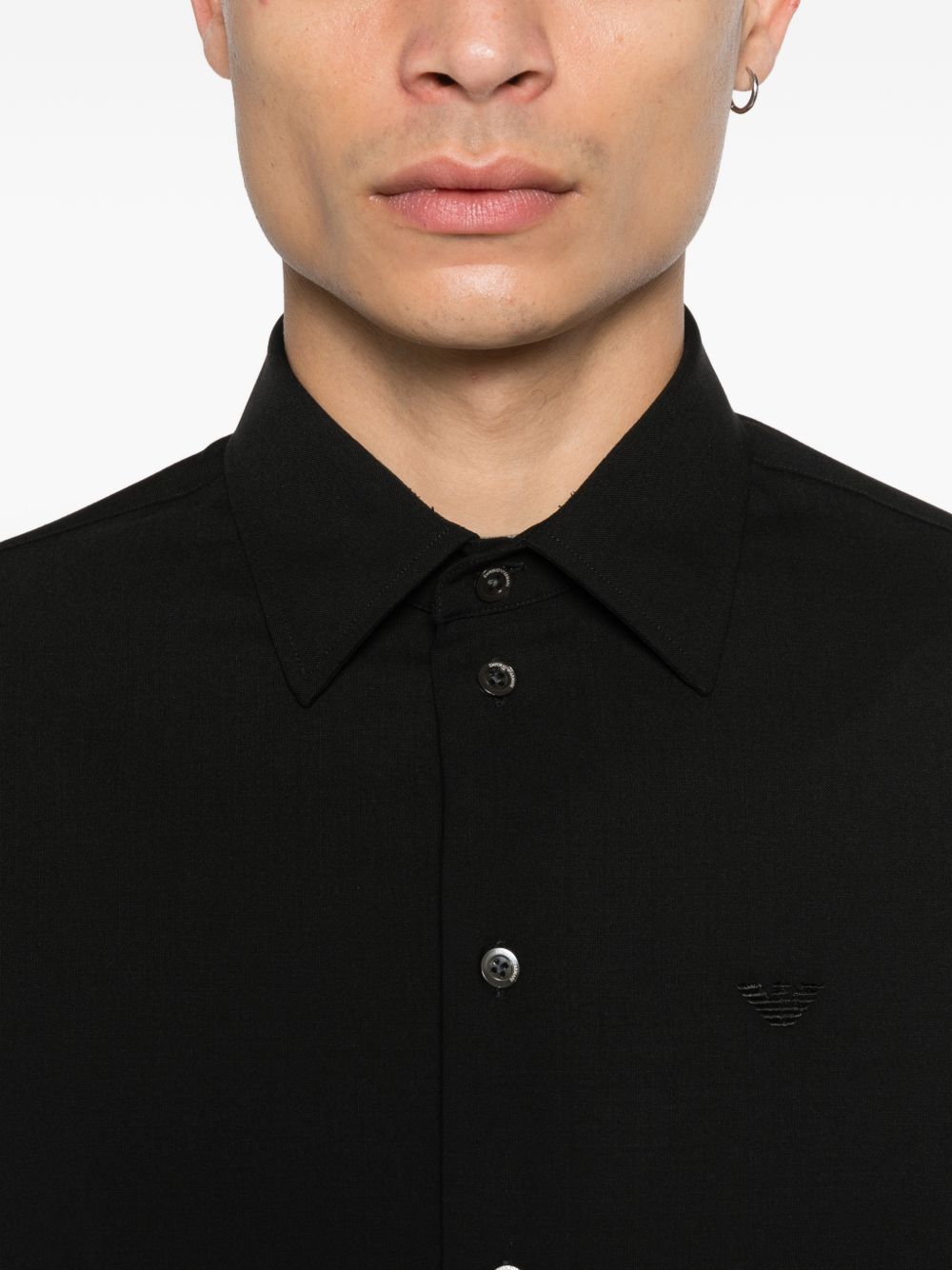 Emporio Armani E.Armani Exclusive Wollen Overhemd Zwart Shirts Emporio Armani