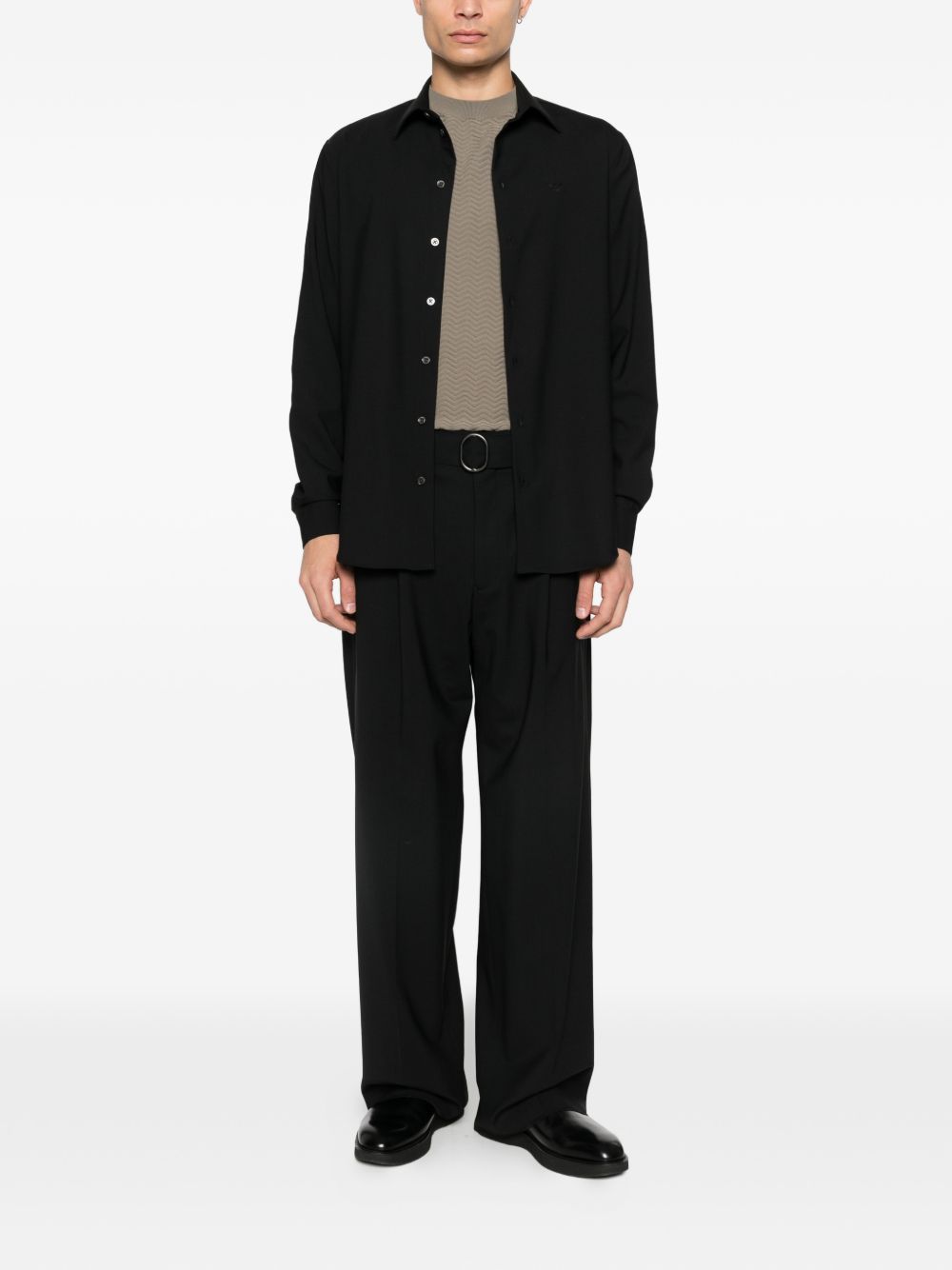 Emporio Armani E.Armani Exclusive Wollen Overhemd Zwart Shirts Emporio Armani
