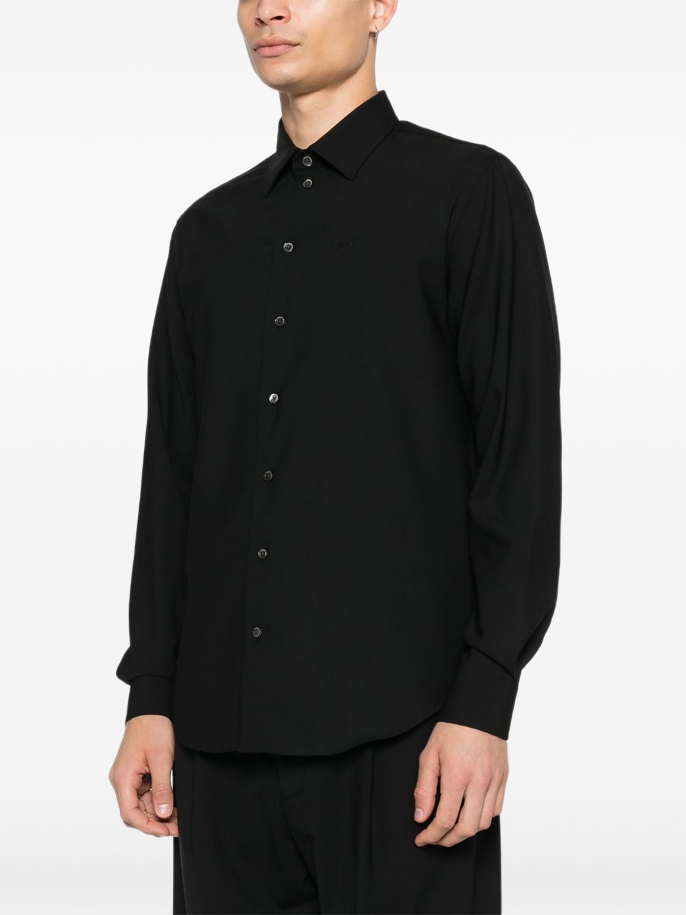 Emporio Armani E.Armani Exclusive Wollen Overhemd Zwart Shirts Emporio Armani