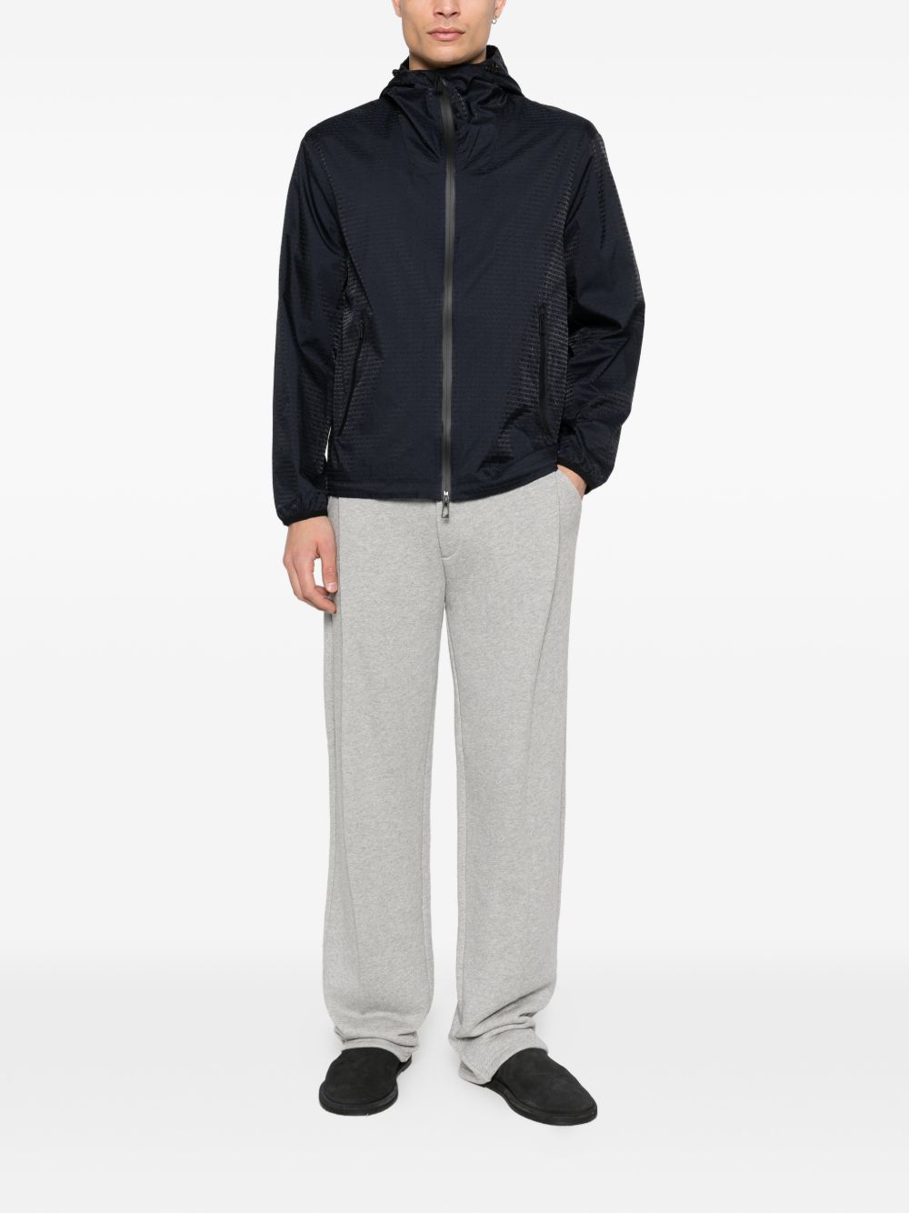 Emporio Armani nylon blouson jack navy, detail van de zijzak met rits