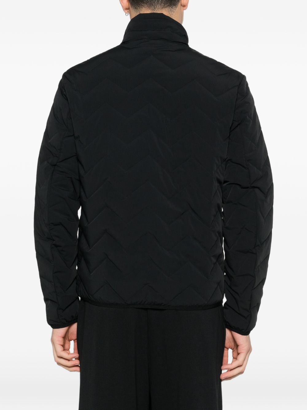 Emporio Armani Chevron Gewatteerde Donsjas Waterafstotend Zwart Jackets Emporio Armani