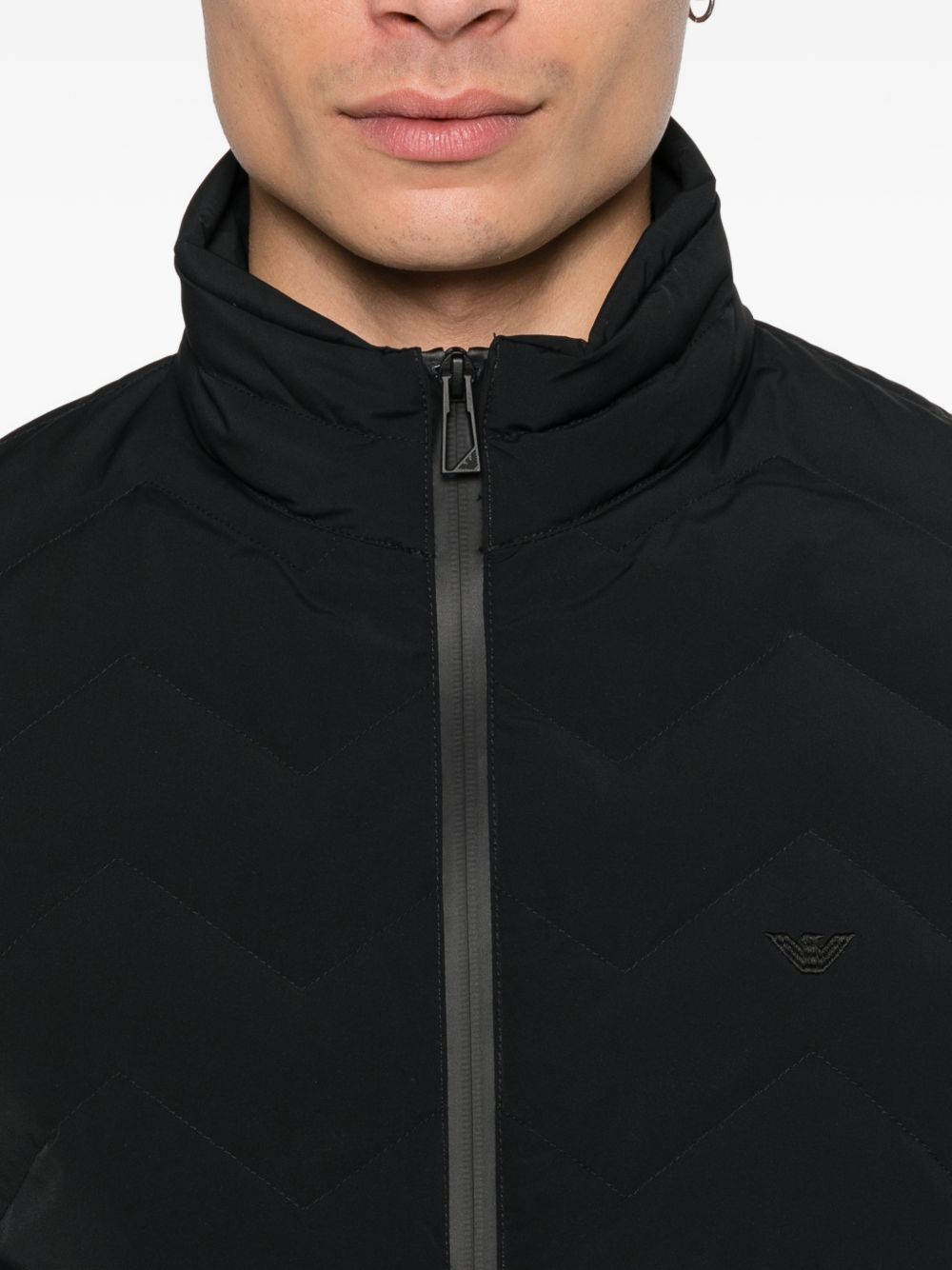 Emporio Armani Chevron Gewatteerde Donsjas Waterafstotend Zwart Jackets Emporio Armani