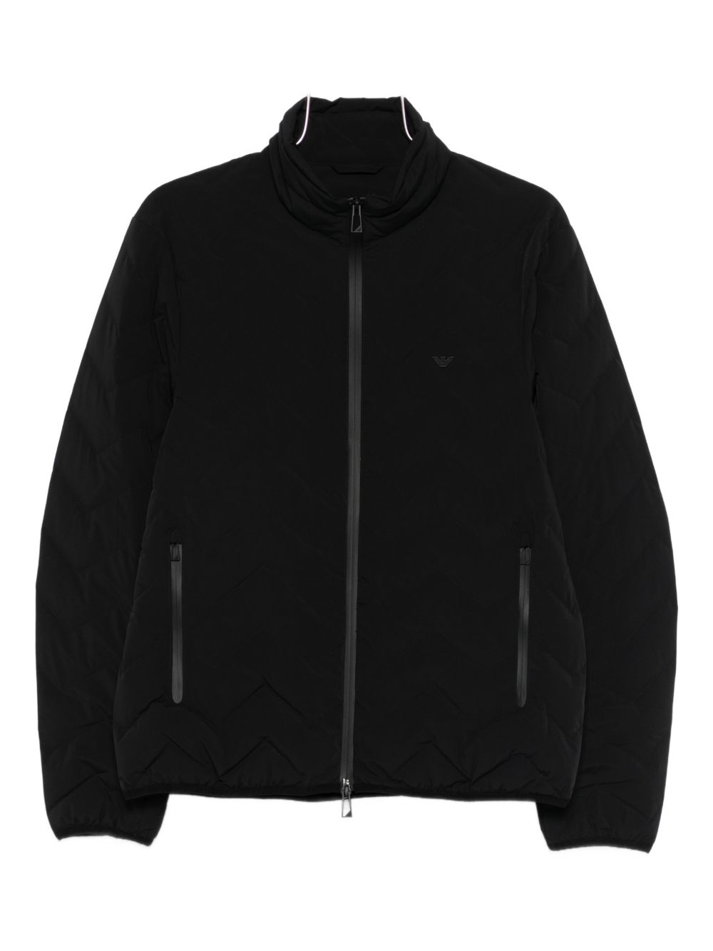Emporio Armani Chevron Gewatteerde Donsjas Waterafstotend Zwart Jackets Emporio Armani